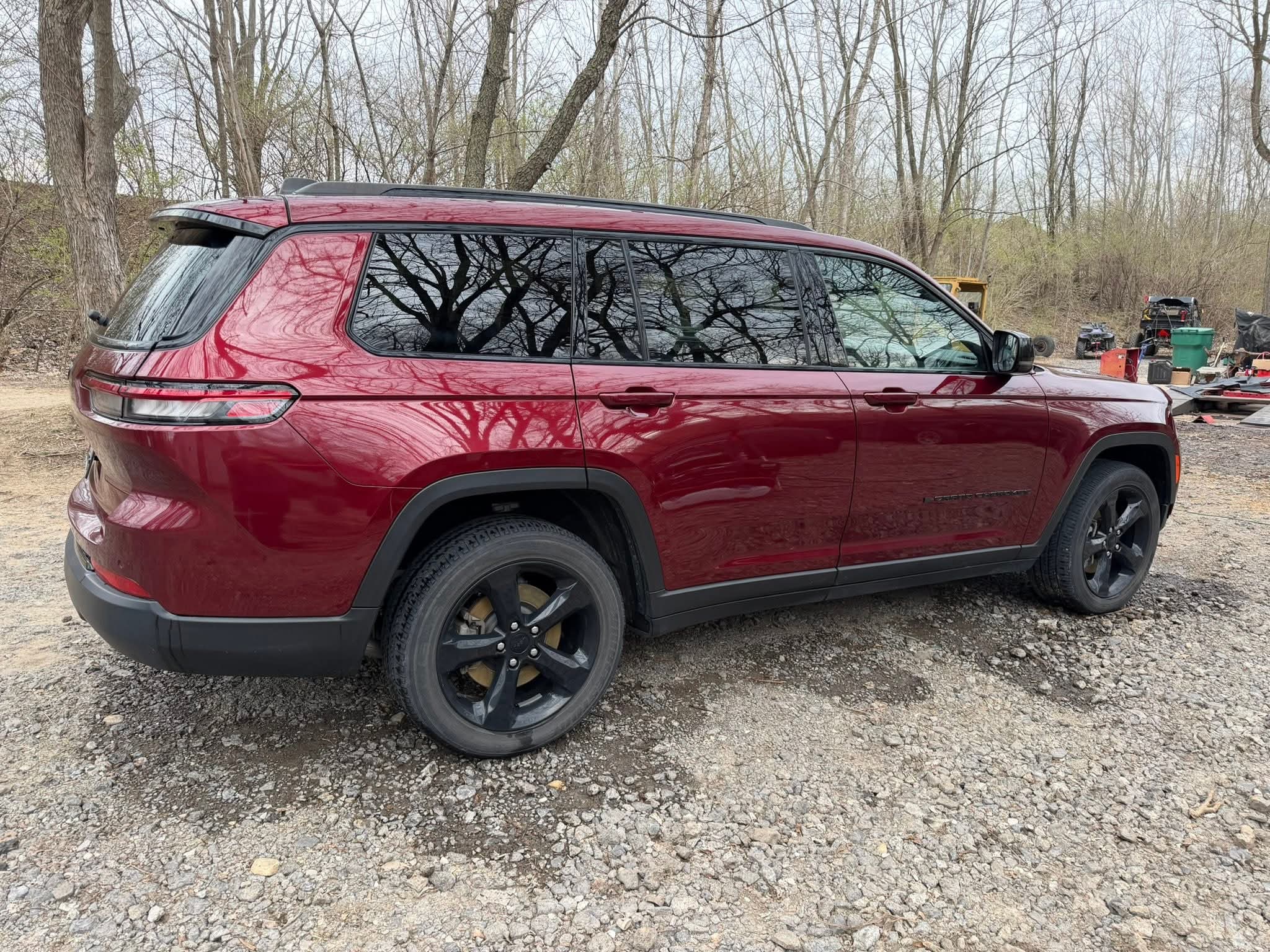 After detailing on red SUV exterior with restored shine